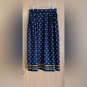 Bechamel | SZ 16 | Vintage Navy Star Print Pleated Border Print Skirt Patriotic
